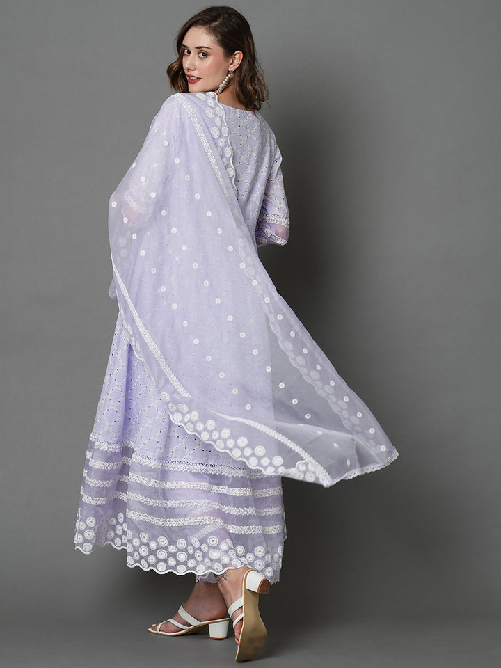 Lilac-Pure-Cotton-Empire-Chikankari-3-Piece-Kurta-Set