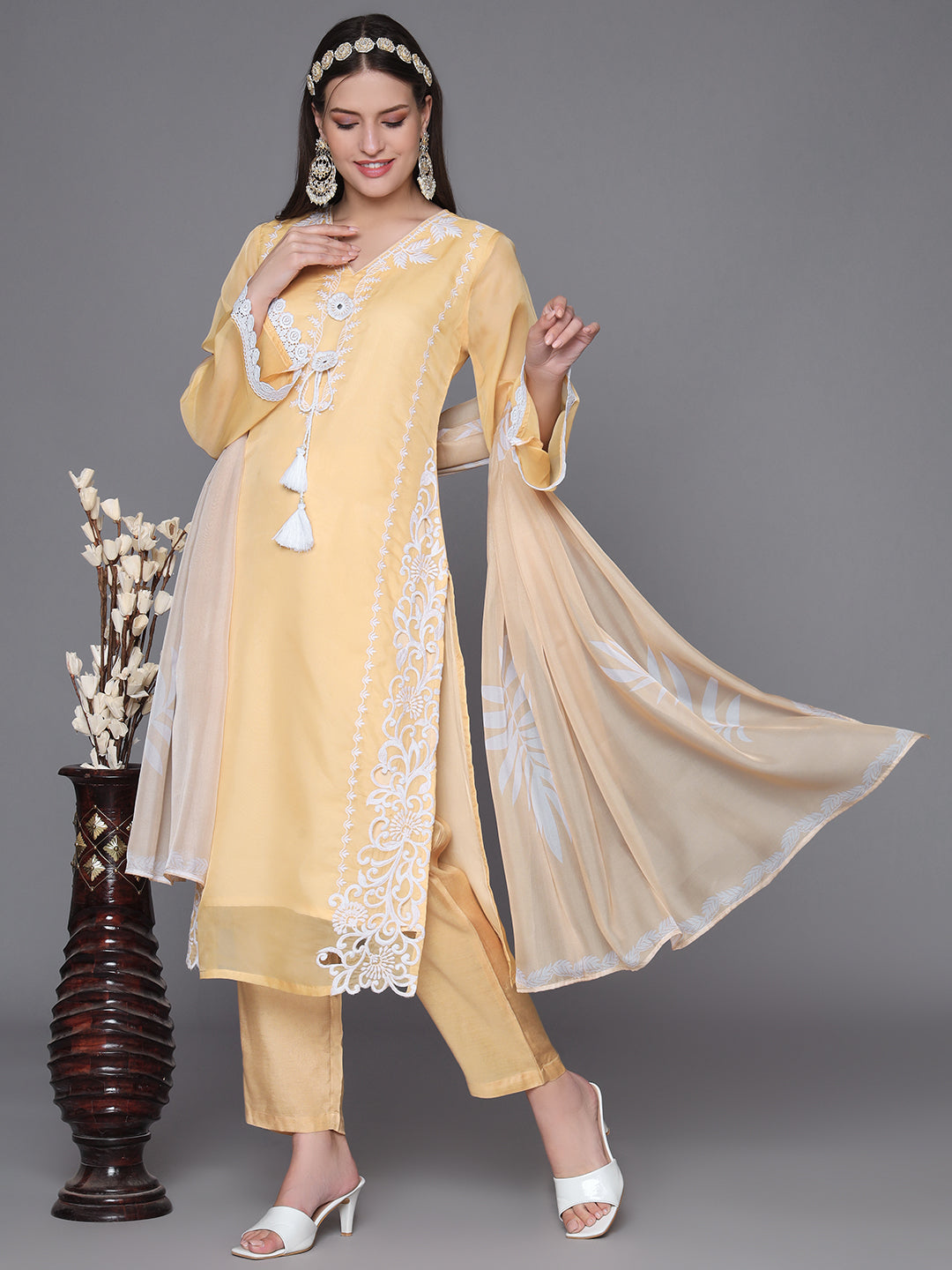 Yellow-Silk-Blend-Embroidered-Straight-3-Piece-Kurta-Set