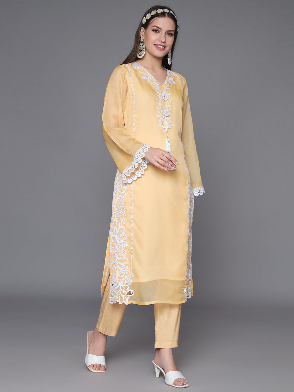 Yellow-Silk-Blend-Embroidered-Straight-3-Piece-Kurta-Set