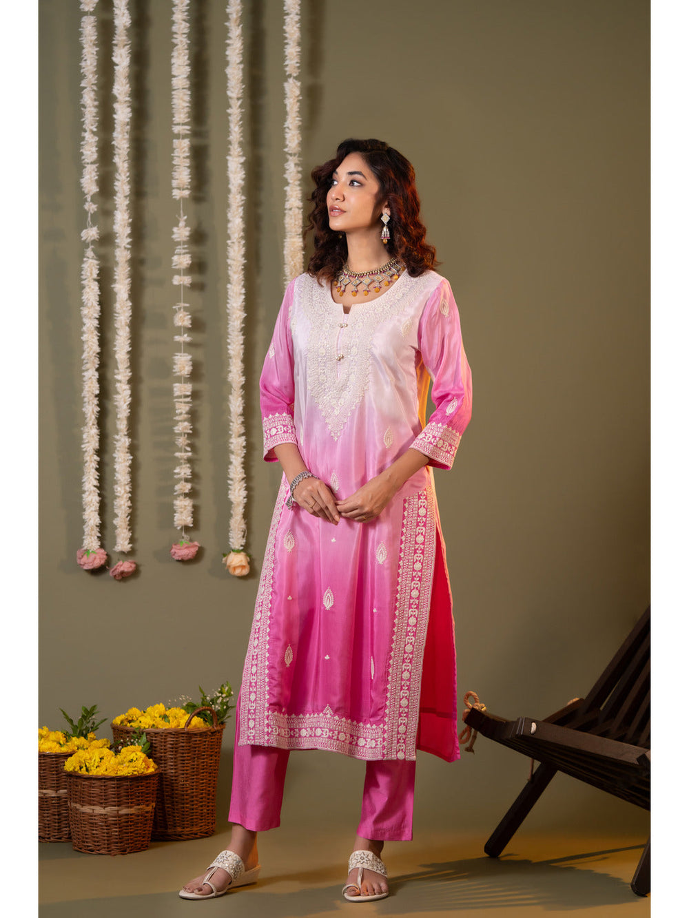 Pink-Cotton-Ombre-And-Floral-Embroidered-3-Piece-Kurta-Set