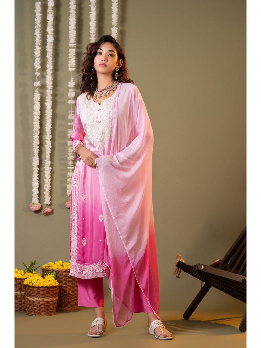 Pink-Cotton-Ombre-And-Floral-Embroidered-3-Piece-Kurta-Set