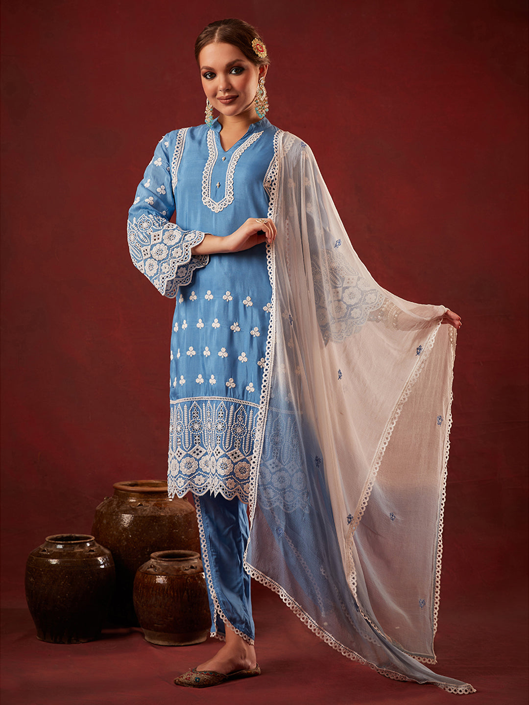 Blue-Cotton-Floral-Embroidered-3-Piece-Kurta-Set