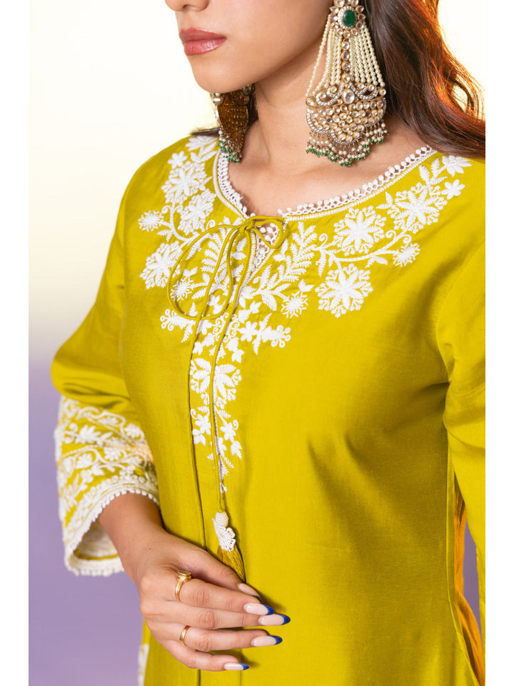 Green-Silk-Blended-Schiffli-Embroidered-3-Piece-Kurta-Set