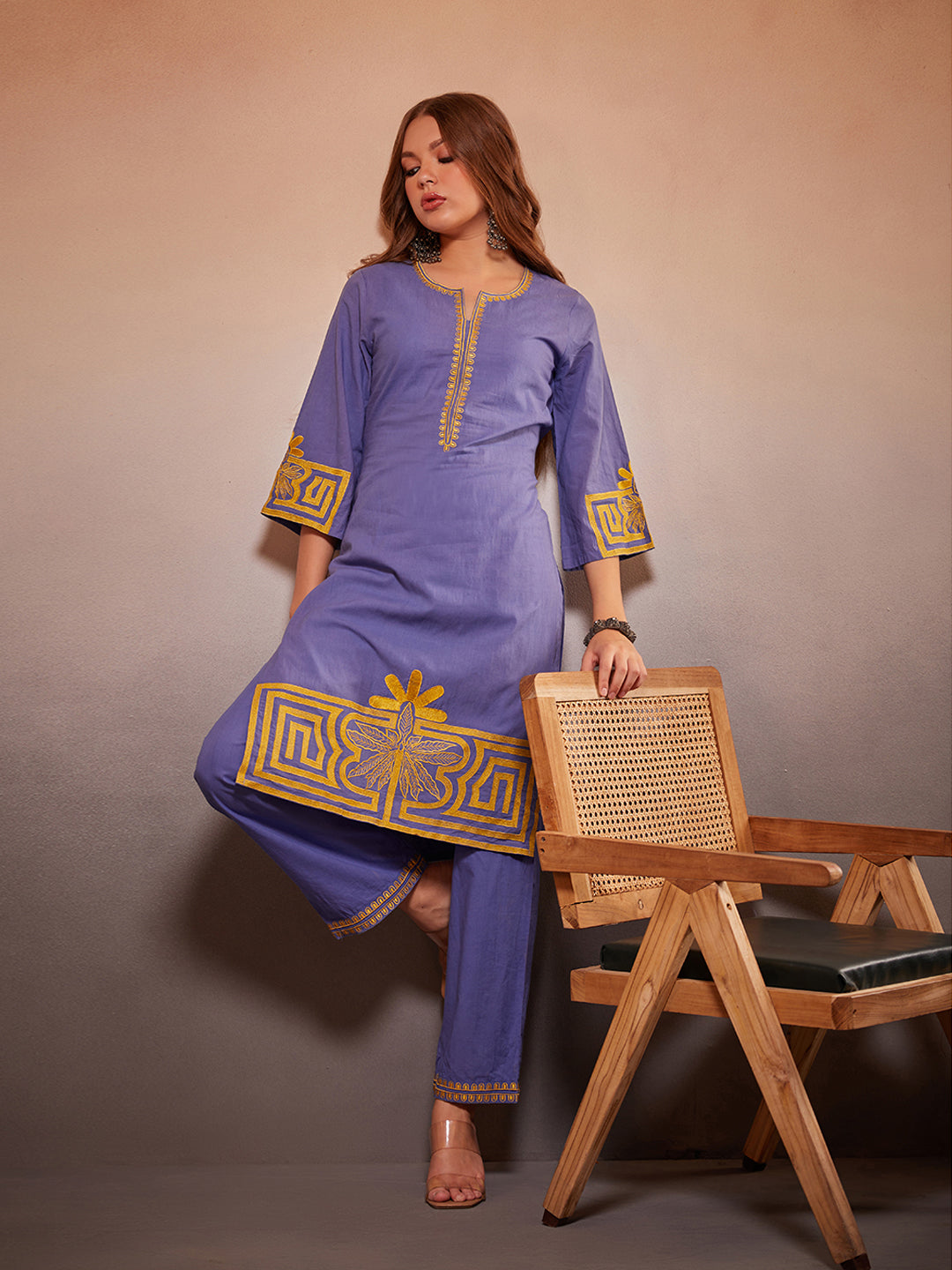 Blue-Pure-Cotton-Embroidered-Kurta-With-Trouser