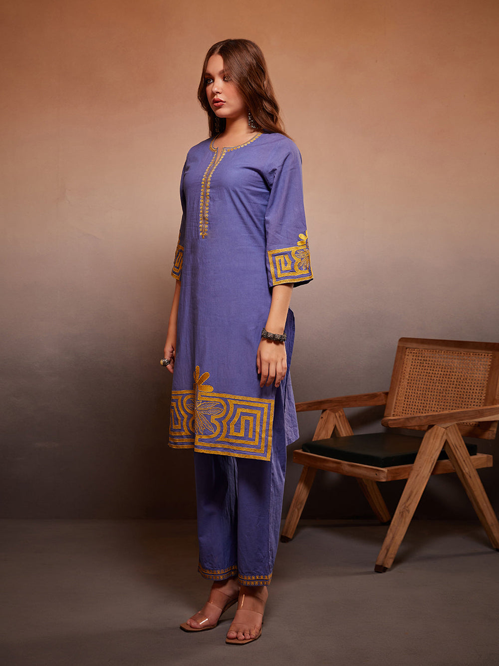 Blue-Pure-Cotton-Embroidered-Kurta-With-Trouser