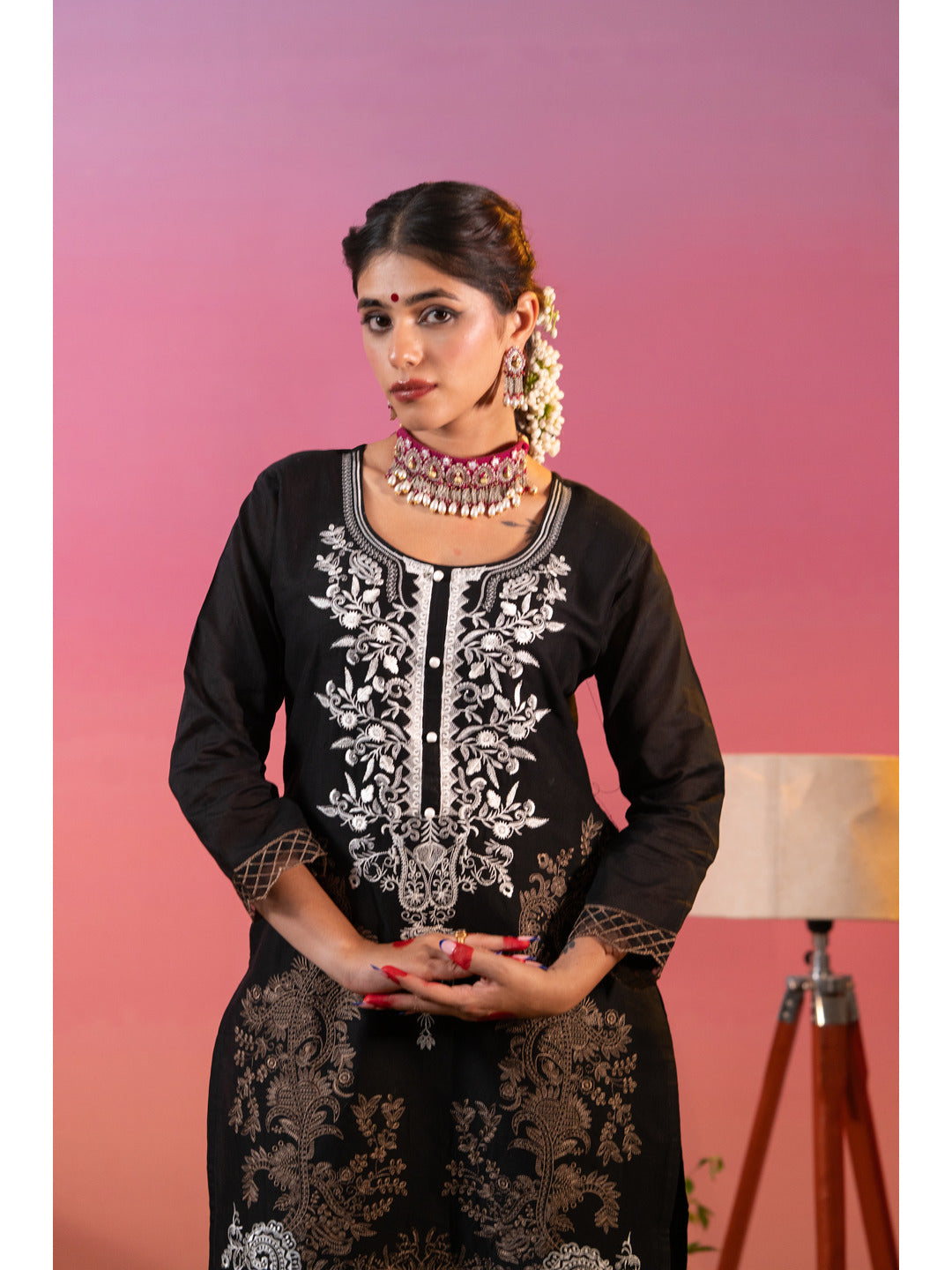 Black-Cotton-Embroidered-3-Piece-Kurta-Set