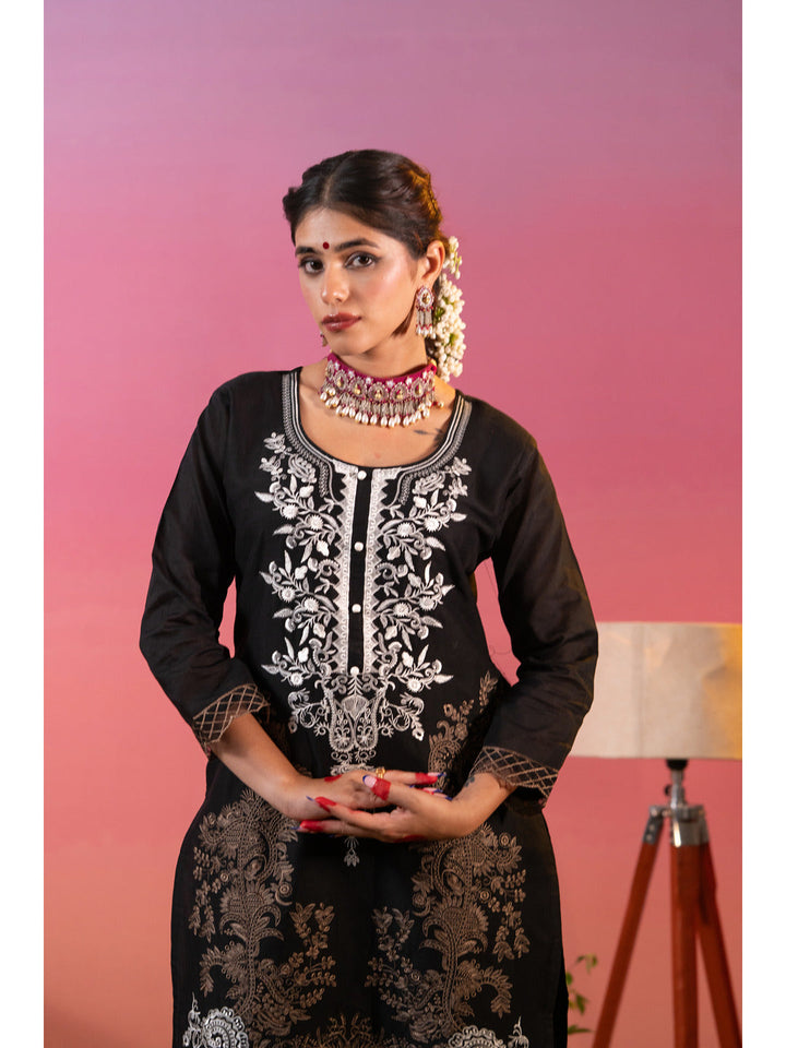 Black-Cotton-Embroidered-3-Piece-Kurta-Set