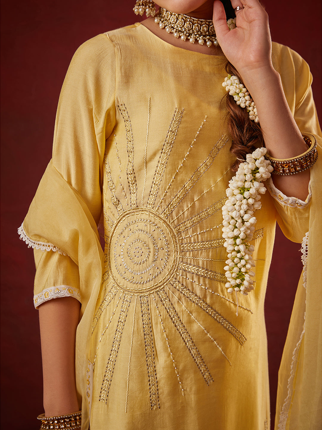 Yellow-Chanderi-Embroidered-3-Piece-Kurta-Set
