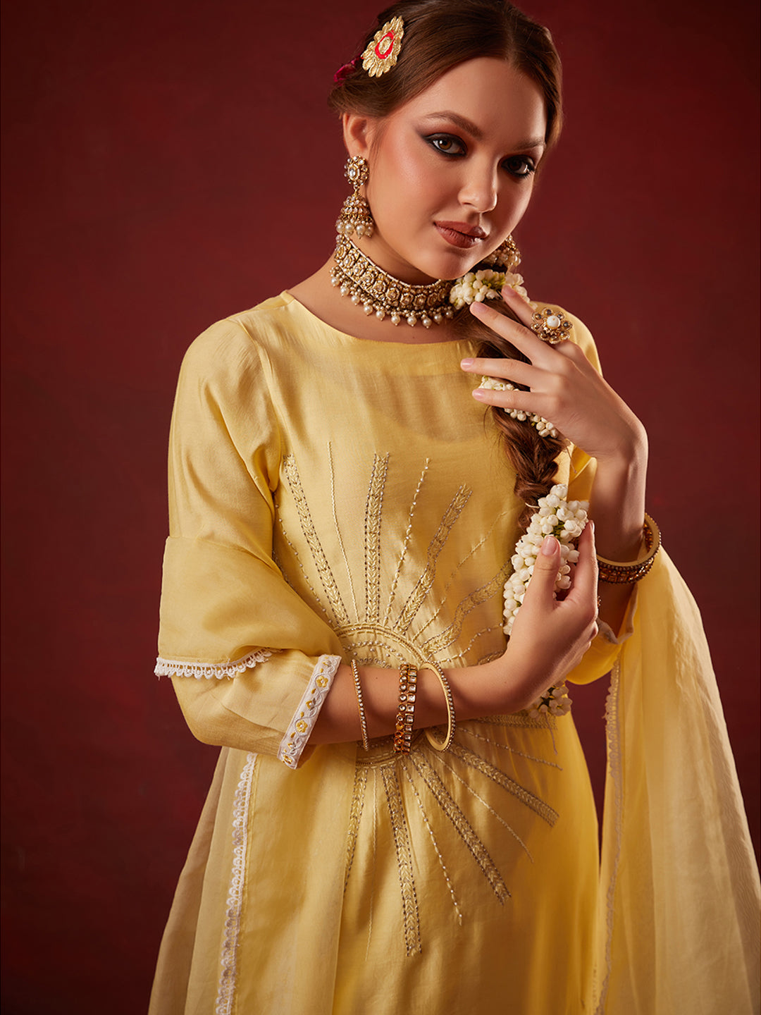 Yellow-Chanderi-Embroidered-3-Piece-Kurta-Set