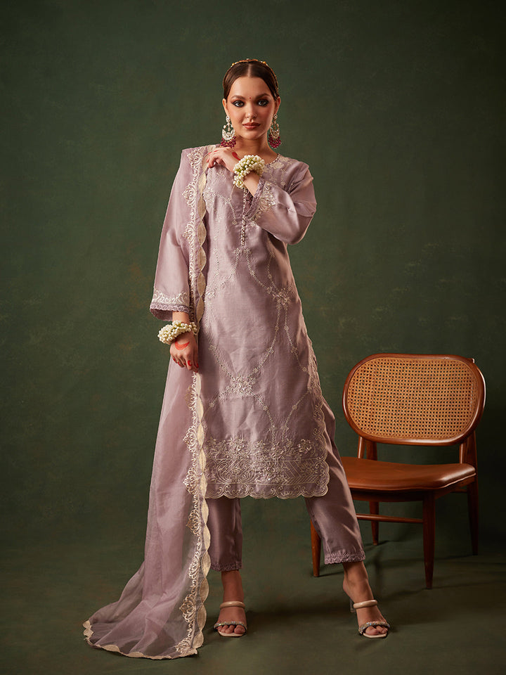 Lilac-Silk-Blend-Floral-Embroidered-3-Piece-Kurta-Set