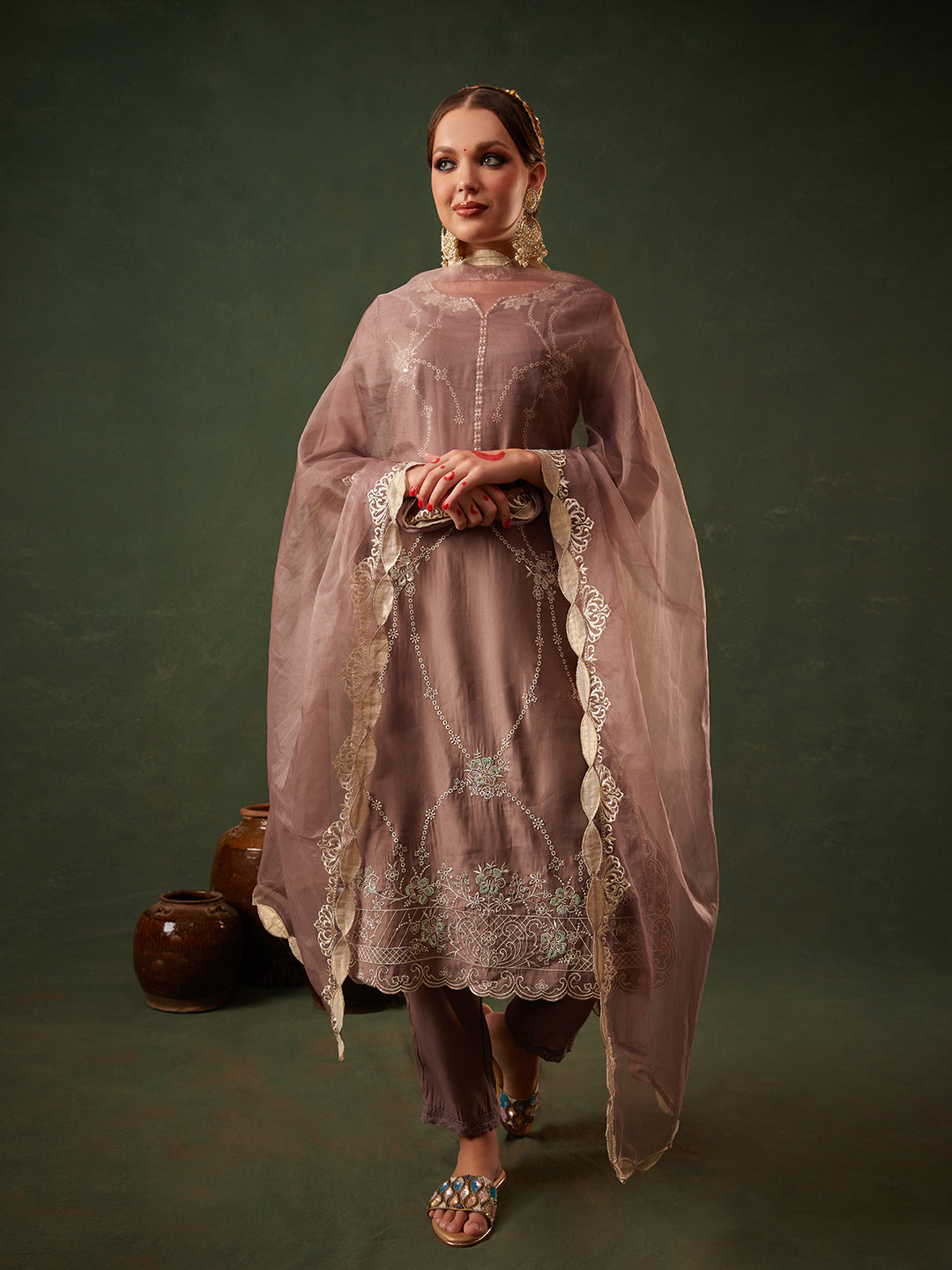 Brown-Silk-Blend-Floral-Embroidered-3-Piece-Kurta-Set