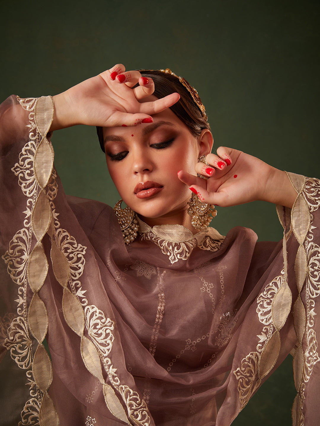 Brown-Silk-Blend-Floral-Embroidered-3-Piece-Kurta-Set