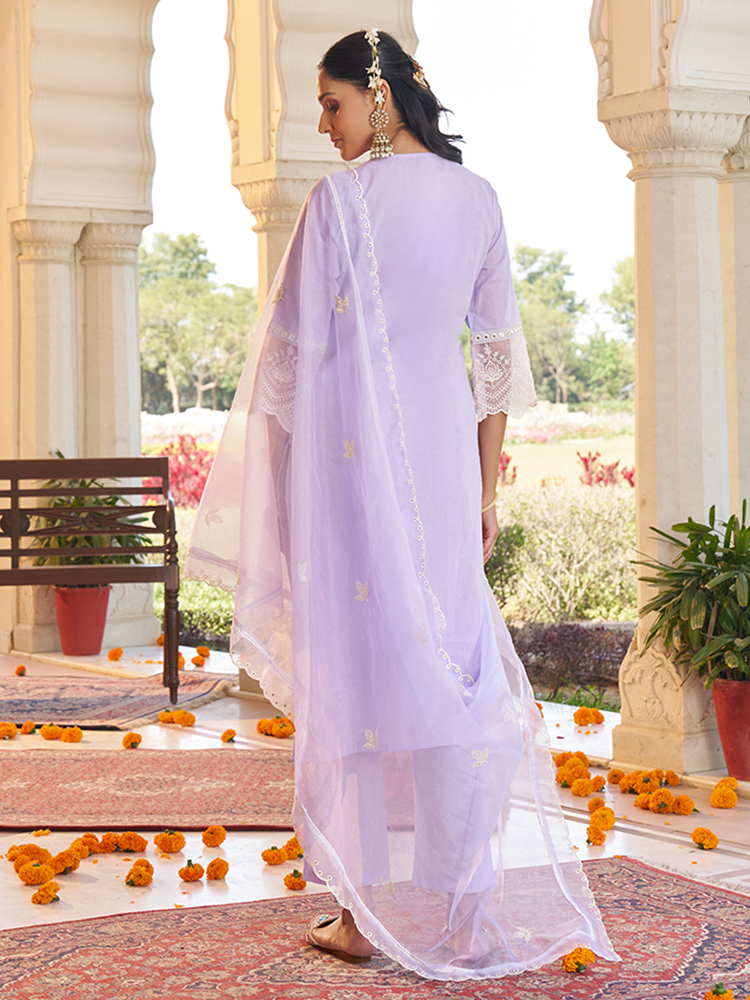 Lavender-Cotton-Blend-Jacquard-Embroidered-3-Piece-Kurta-Set