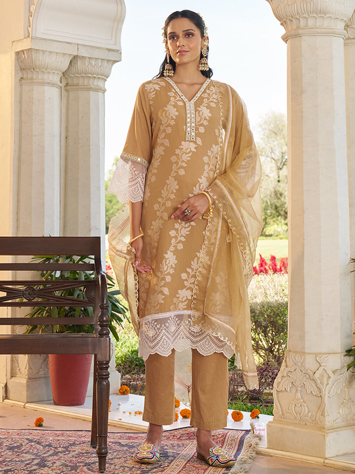 Light-Brown-Cotton-Blend-Embroidered-3-Piece-Kurta-Set