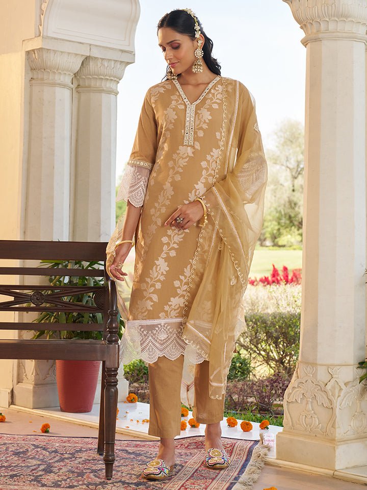 Light-Brown-Cotton-Blend-Embroidered-3-Piece-Kurta-Set