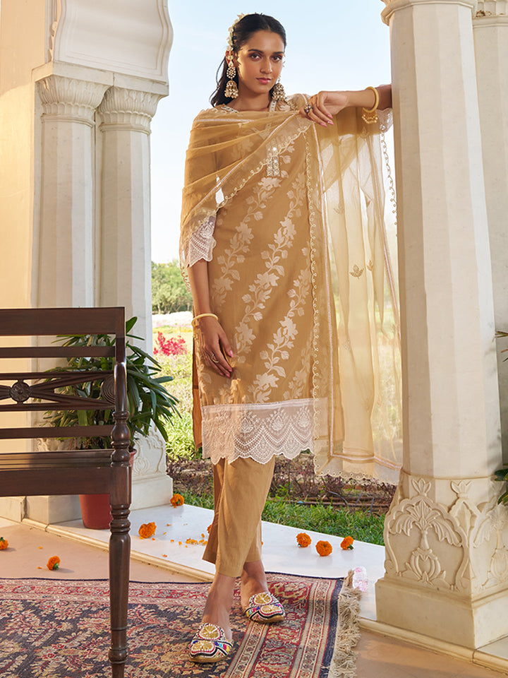 Light-Brown-Cotton-Blend-Embroidered-3-Piece-Kurta-Set