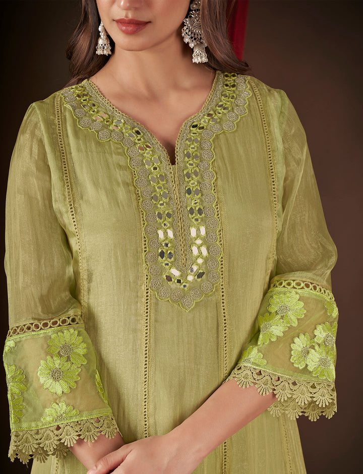 Olive-Organza-Embroidered-3-Piece-Anarkali--Set