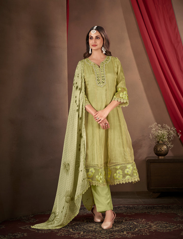 Olive-Organza-Embroidered-3-Piece-Anarkali--Set