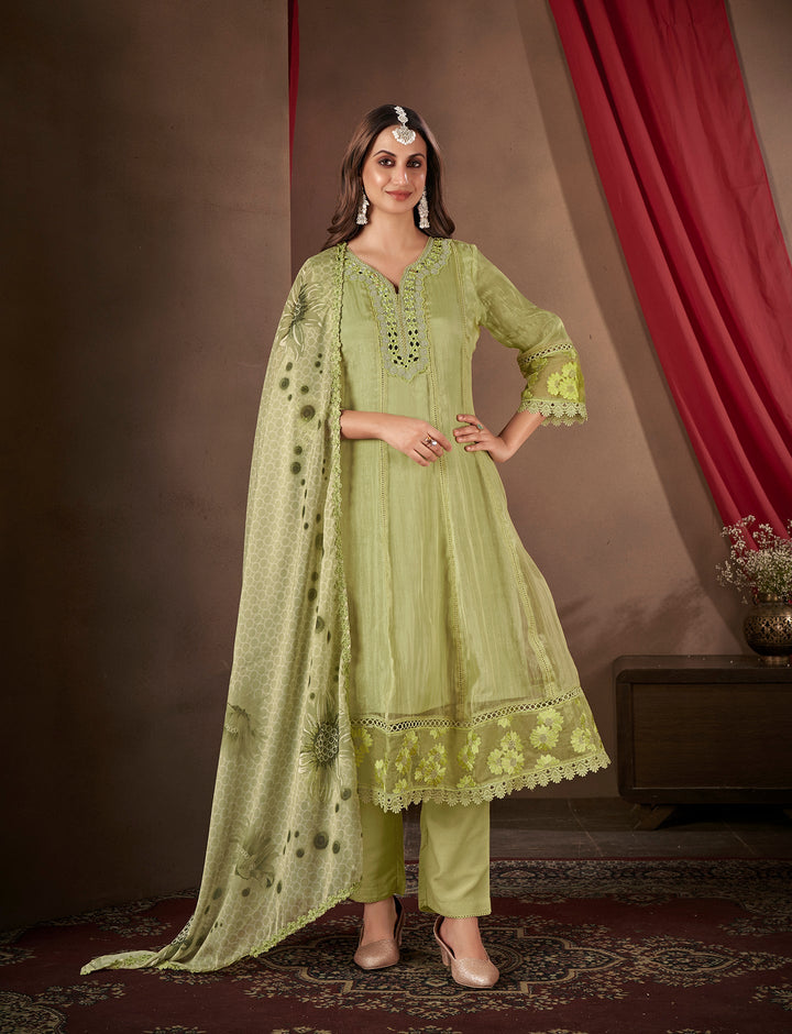 Olive-Organza-Embroidered-3-Piece-Anarkali--Set