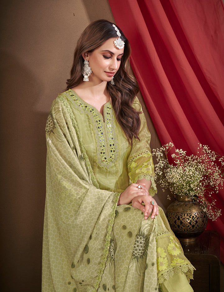 Olive-Organza-Embroidered-3-Piece-Anarkali--Set