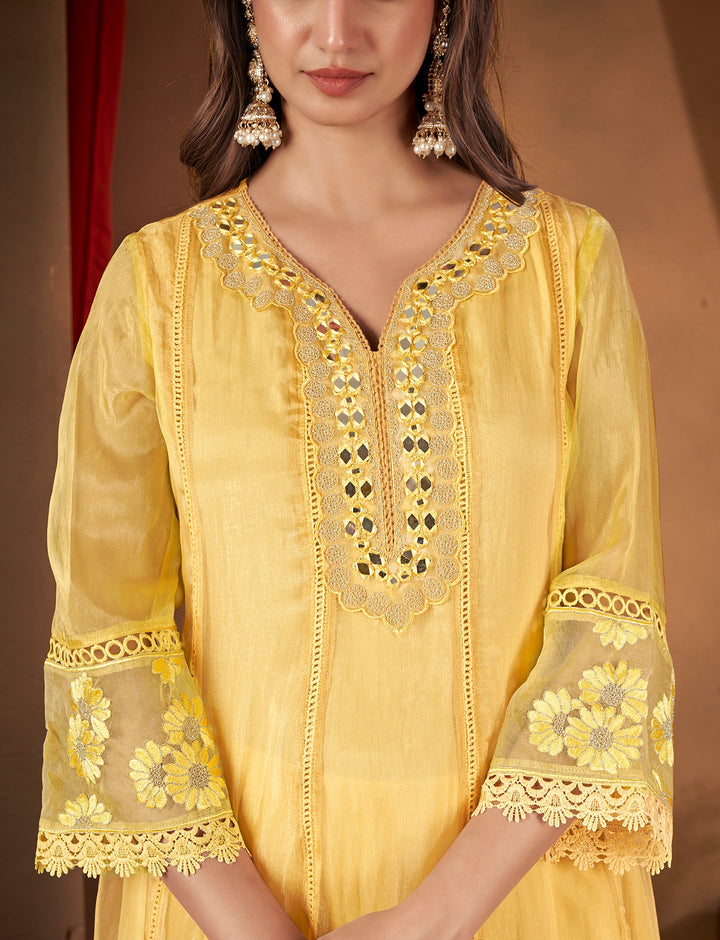 Yellow-Organza-Embroidered-3-Piece-Anarkali--Set