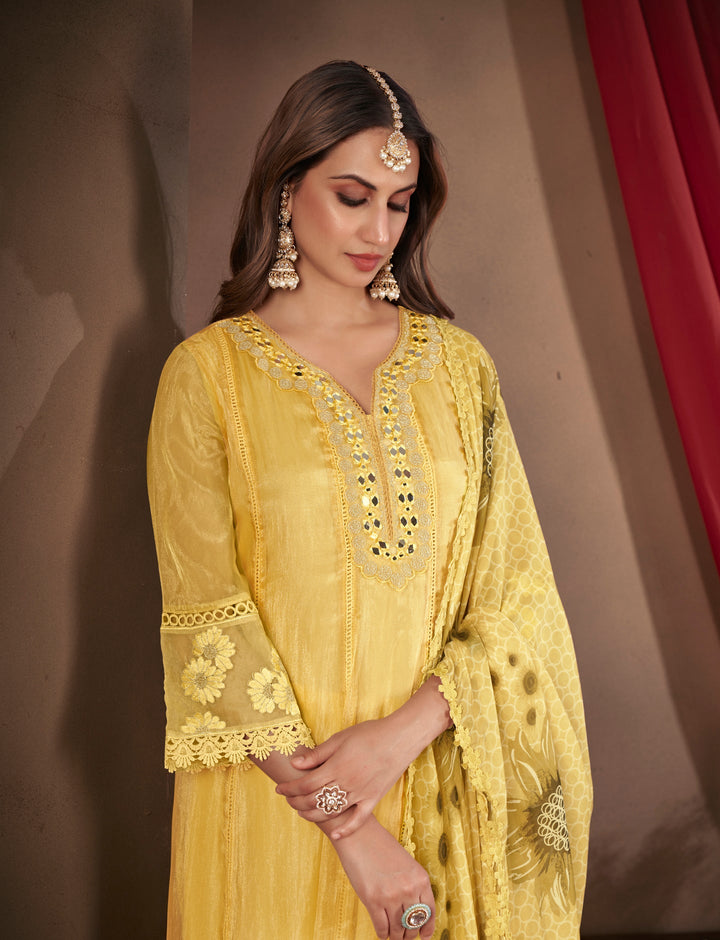 Yellow-Organza-Embroidered-3-Piece-Anarkali--Set
