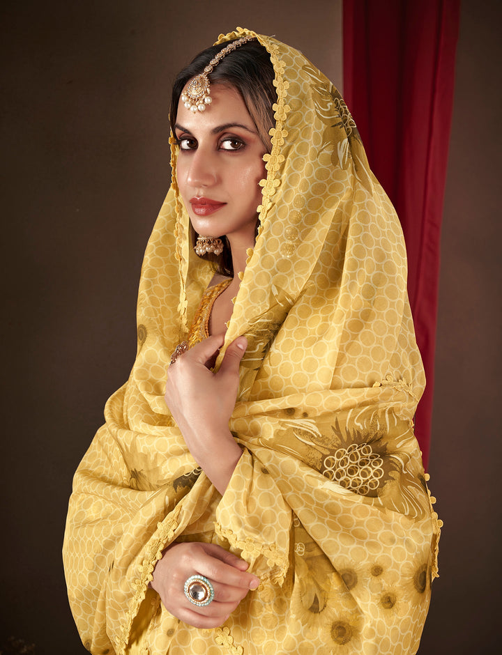 Yellow-Organza-Embroidered-3-Piece-Anarkali--Set