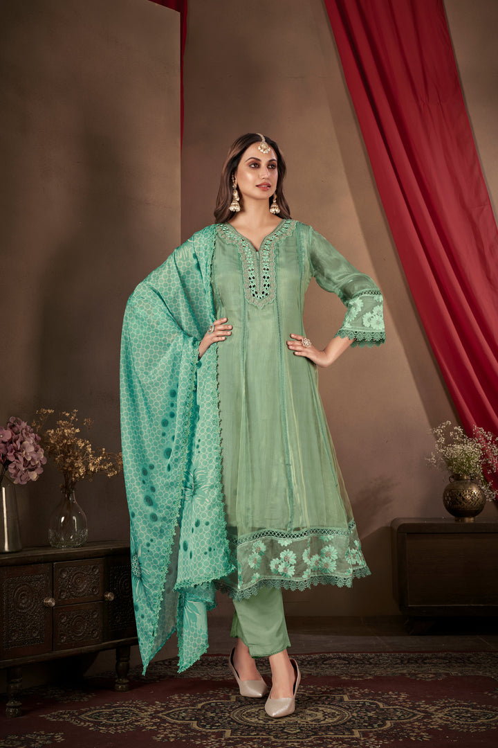 Teal-Organza-Embroidered-3-Piece-Anarkali-Set