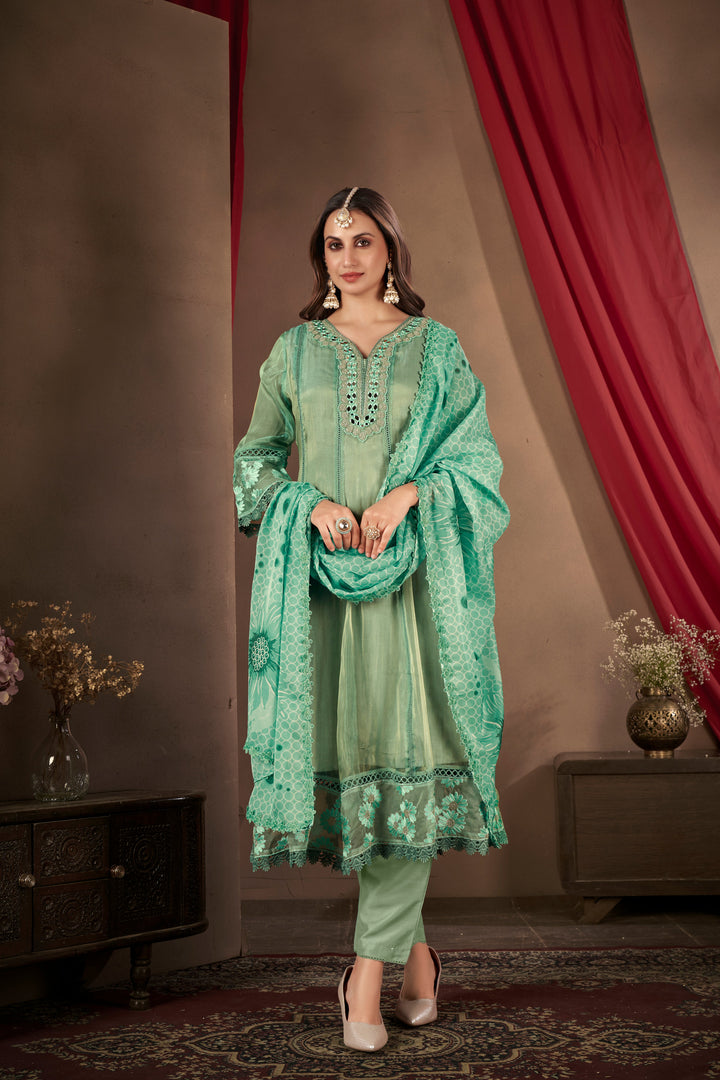 Teal-Organza-Embroidered-3-Piece-Anarkali-Set