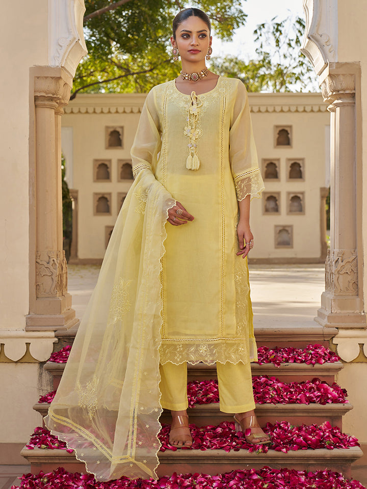 Yellow-Organza-Embroidered-3-Piece-Kurta-Set