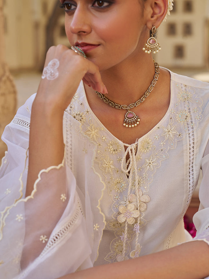 Cream-Organza-Embroidered-3-Piece-Kurta-Set
