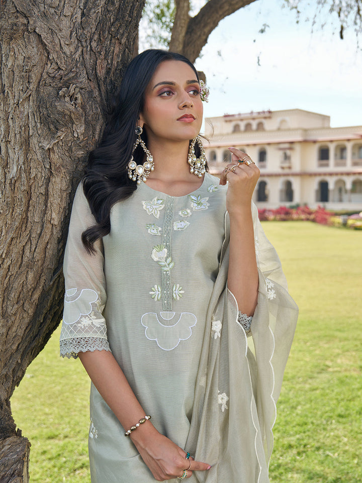 Taupe-Silk-Blend-Embroidered-Kurta-Set-with-Dupatta