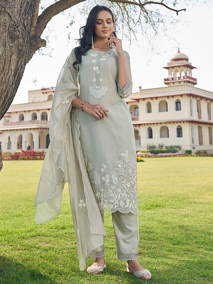 Taupe-Silk-Blend-Embroidered-Kurta-Set-with-Dupatta