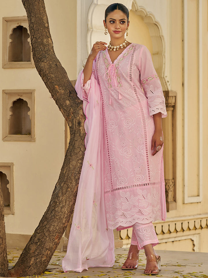 Pink-Cotton-Schiffli-Embroidered-3-Piece-Kurta-Set