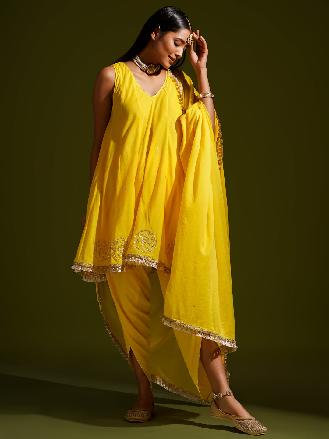 zeresouq-yellow-short-kali-kurta-with-tulip-pants