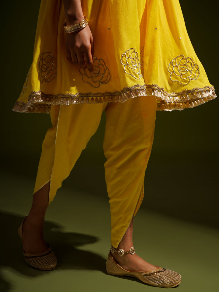 zeresouq-yellow-short-kali-kurta-with-tulip-pants