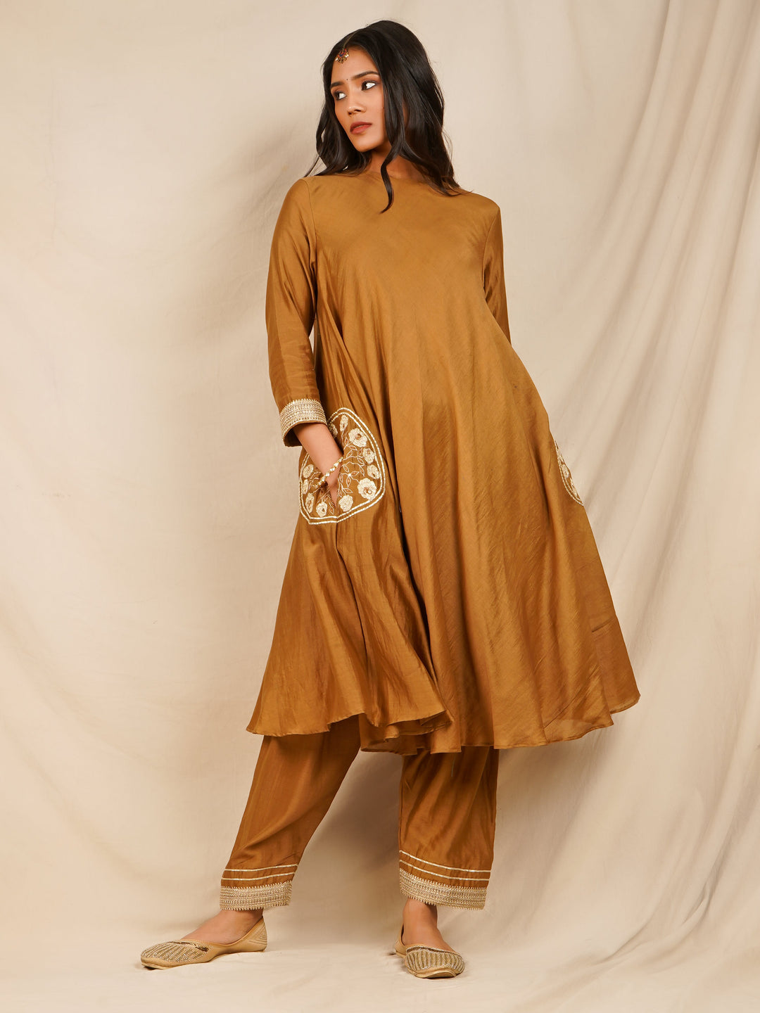 zeresouq-brown-embroidered-anarkali-suit-set