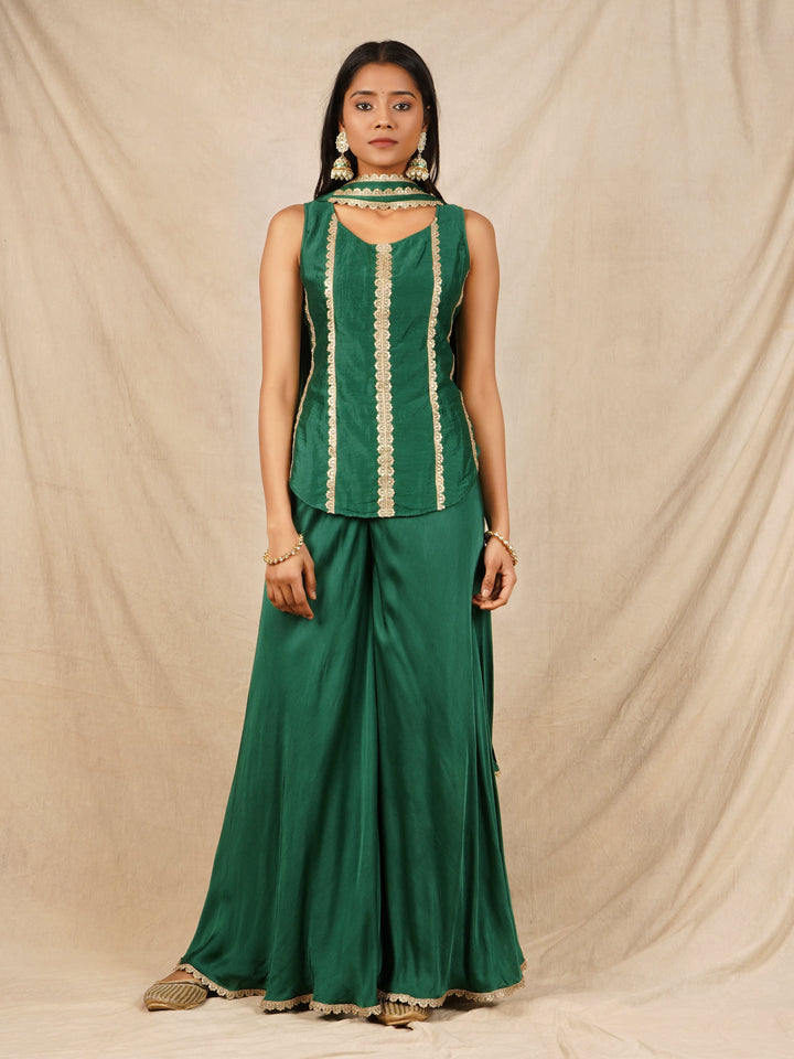 zeresouq-green-short-kurta-with-palazzo-set