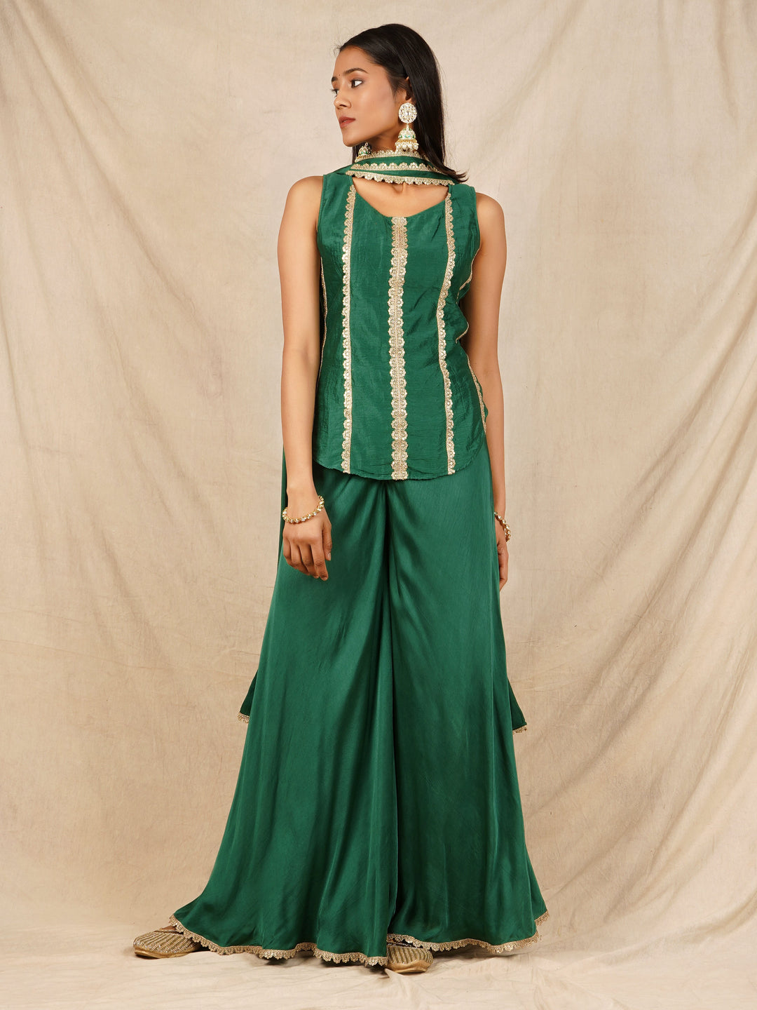 zeresouq-green-short-kurta-with-palazzo-set