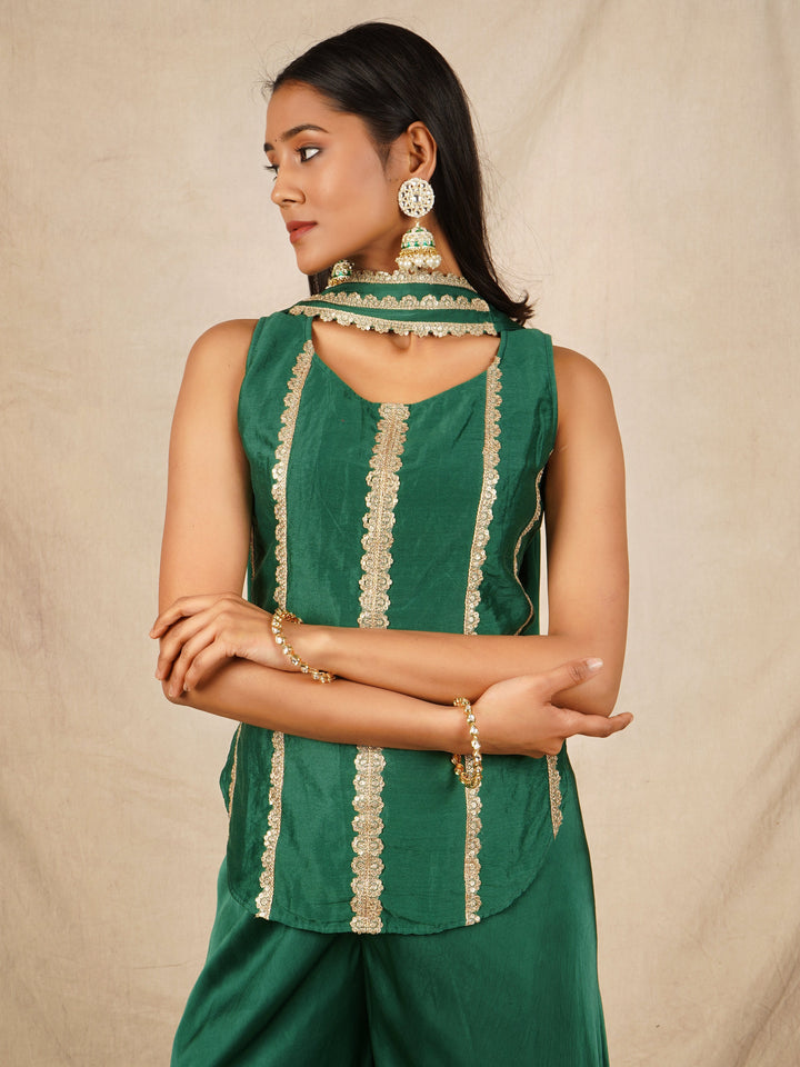 zeresouq-green-short-kurta-with-palazzo-set