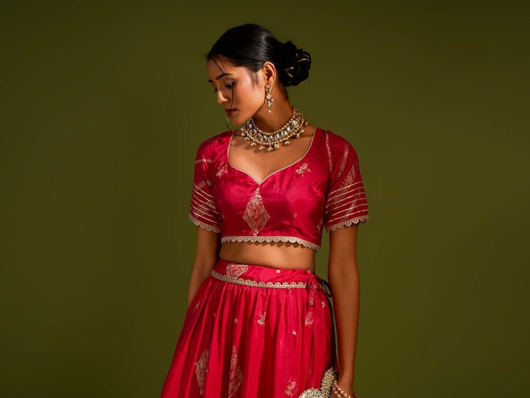 zeresouq-rani-pink-printed-lehnga-set