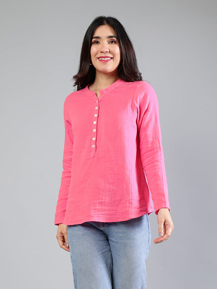 Pink-Cotton-Button-Detailing-Top