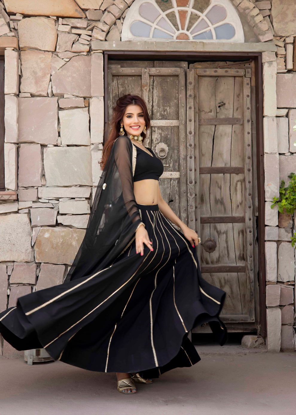 Hayaat-Black-Cotton-Lehanga-Set