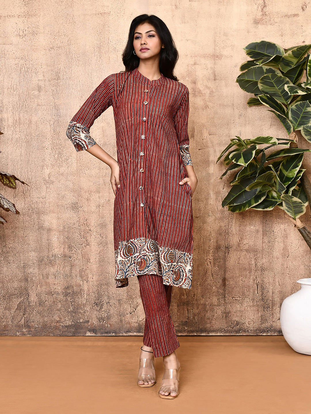 ZERESOUQ-Hera-Red-Ajrakh-Cotton-2-Piece-Kurta-Set