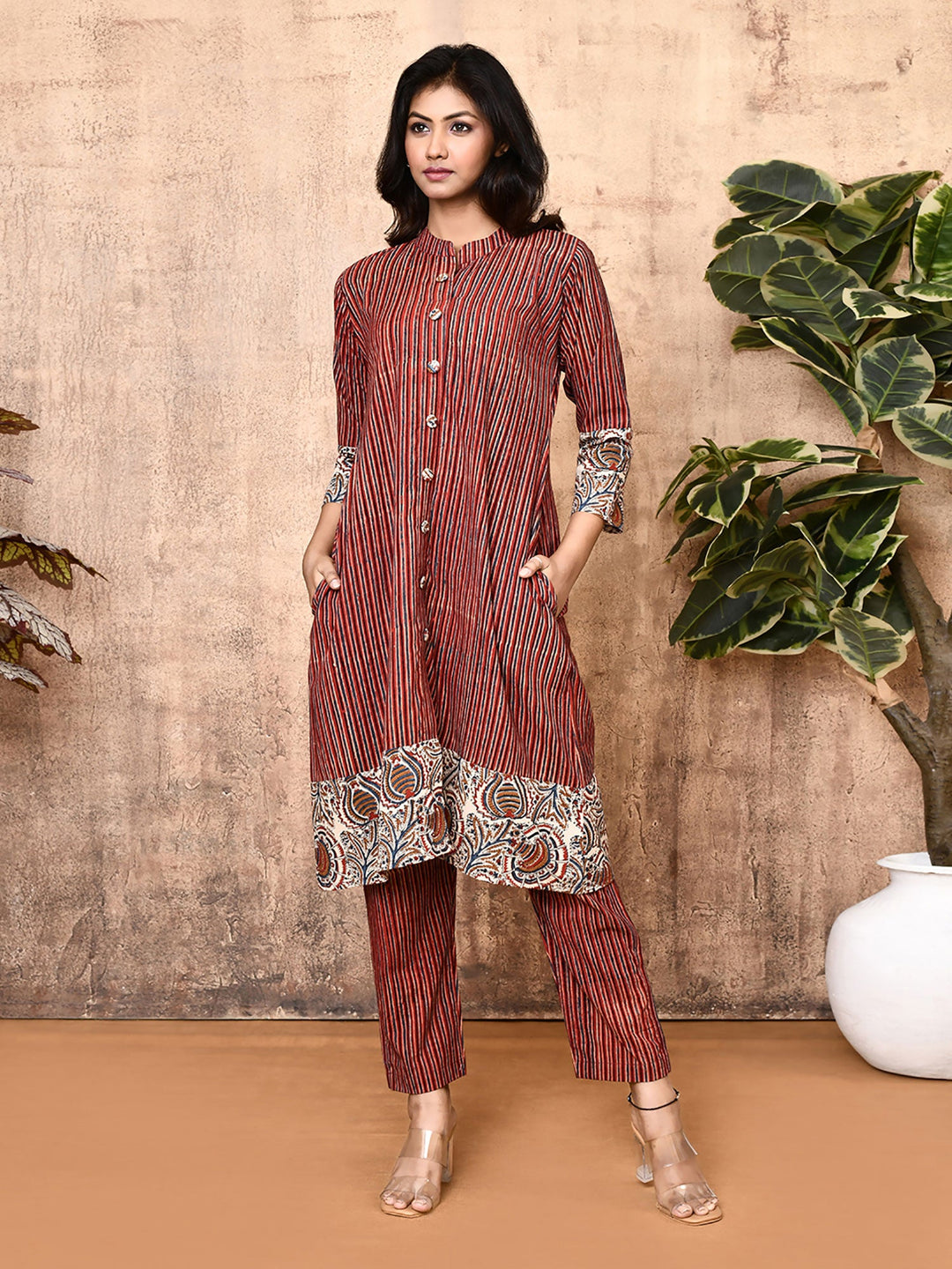 Hera-Red-Ajrakh-Cotton-2-Piece-Kurta-Set