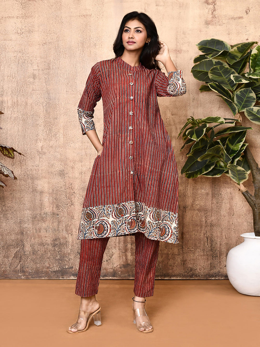 Hera-Red-Ajrakh-Cotton-2-Piece-Kurta-Set