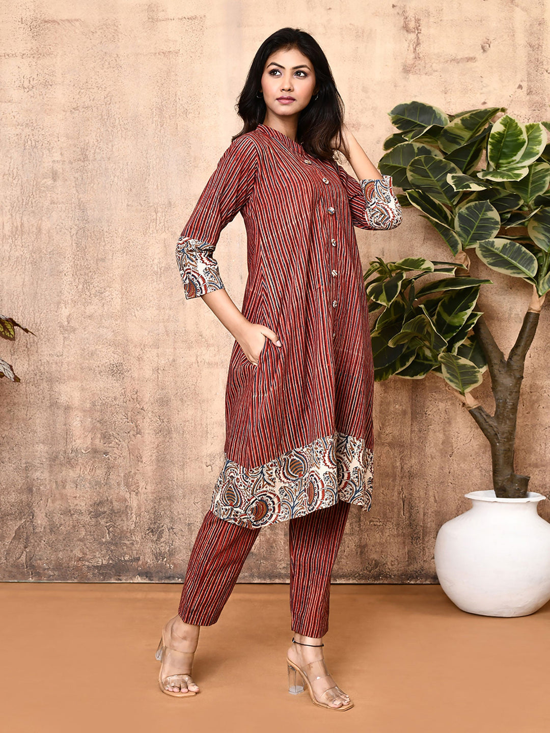 ZERESOUQ-Hera-Red-Ajrakh-Cotton-2-Piece-Kurta-Set