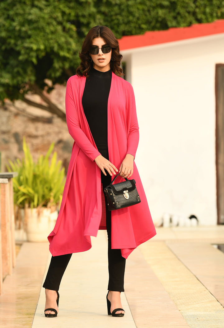 Hot-Pink-Cotton-Blend-Supreme-Longline-Shrug