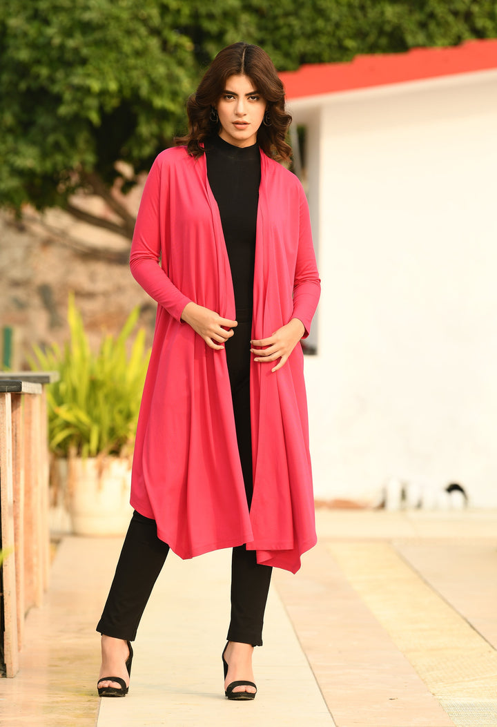 Hot-Pink-Cotton-Blend-Supreme-Longline-Shrug