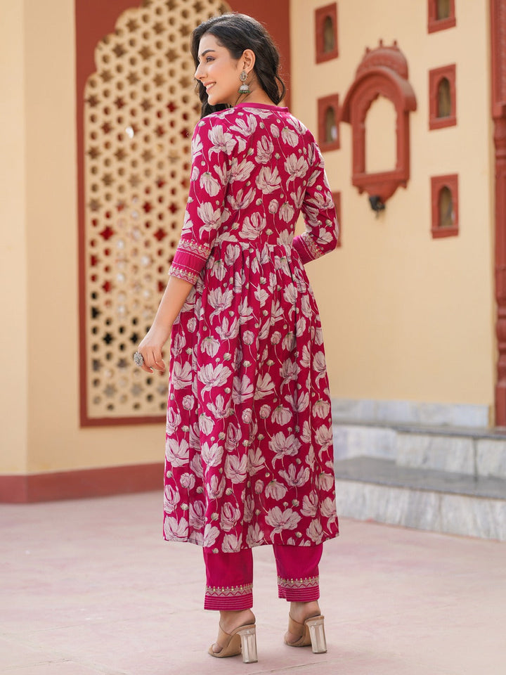 Hot-Pink-Chanderi-Silk-Embroidered-Shrug-Crop-Top-Co-Ord-Set